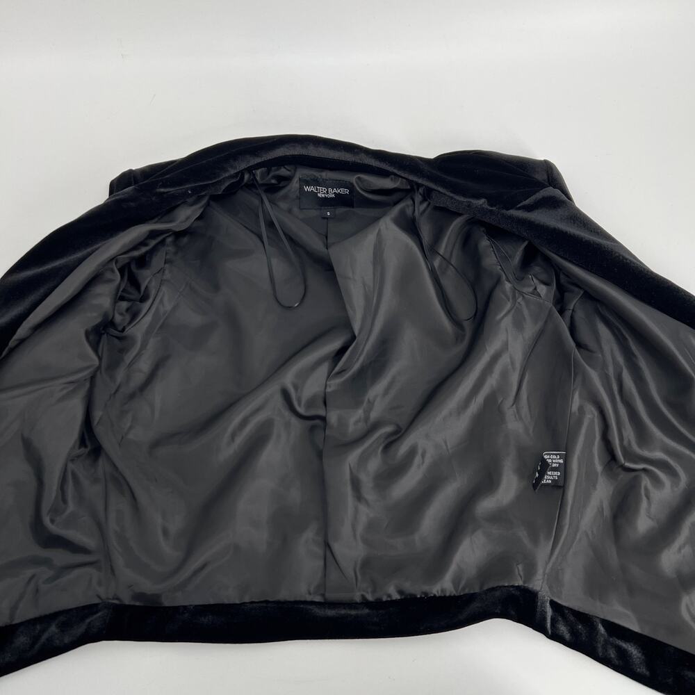 Walter Baker New York Seth Velvet Blazer Jacket Womens Small Black High Low Open - Picture 3 of 8